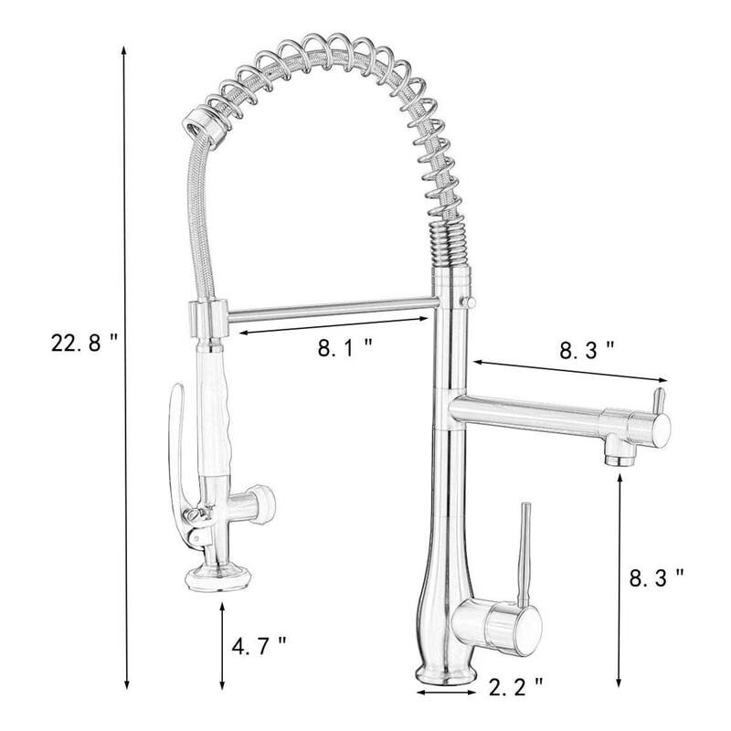 2 Spout Single Handle Kitchen Faucet with Pull Down Sprayer