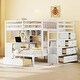 preview thumbnail 21 of 35, Elegant Full Over Twin Bunk Bed with Desk, Drawers and Shelves, Gray