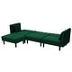 preview thumbnail 18 of 16, Velvet Split Back Reversible Sectional Sofa Bed Armless Sleeper Manual Recline Couch with Plastic Legs&2 Pillows