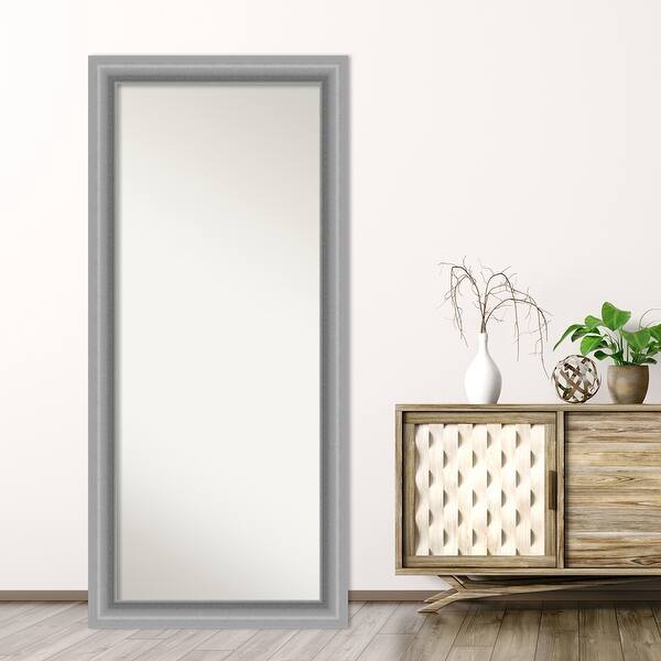 Non-Beveled Wood Full Length Floor Leaner Mirror - Peak Polished Nickel ...