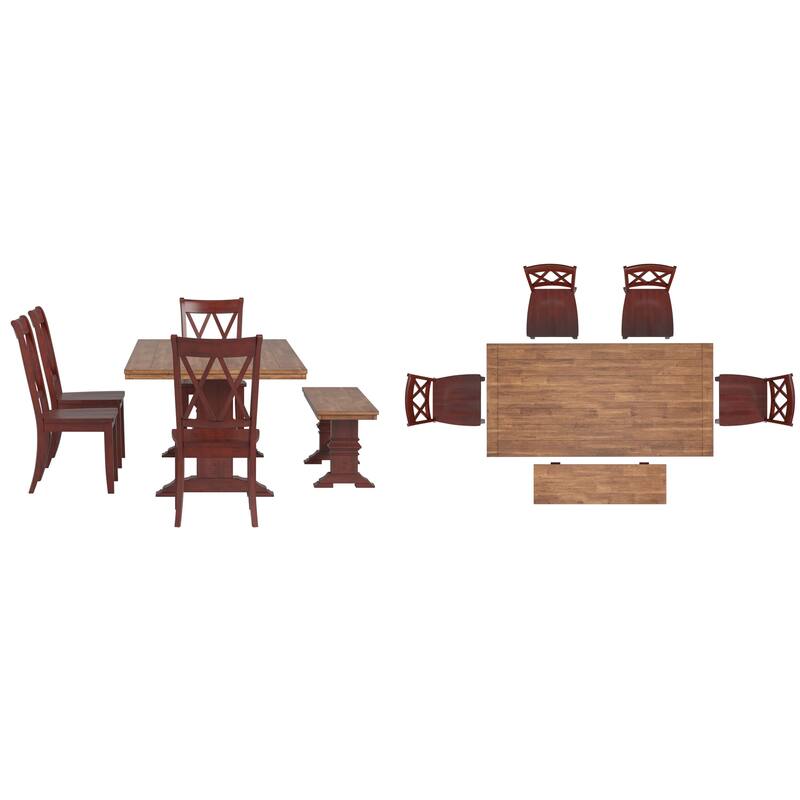 Ronda 78.7" Rectangular Solid Wood Top Dining Set with X-Back Chairs