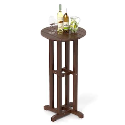 Gymax 21.5'' Round Bar Table Patio HDPE Bar Height Dining Table w/