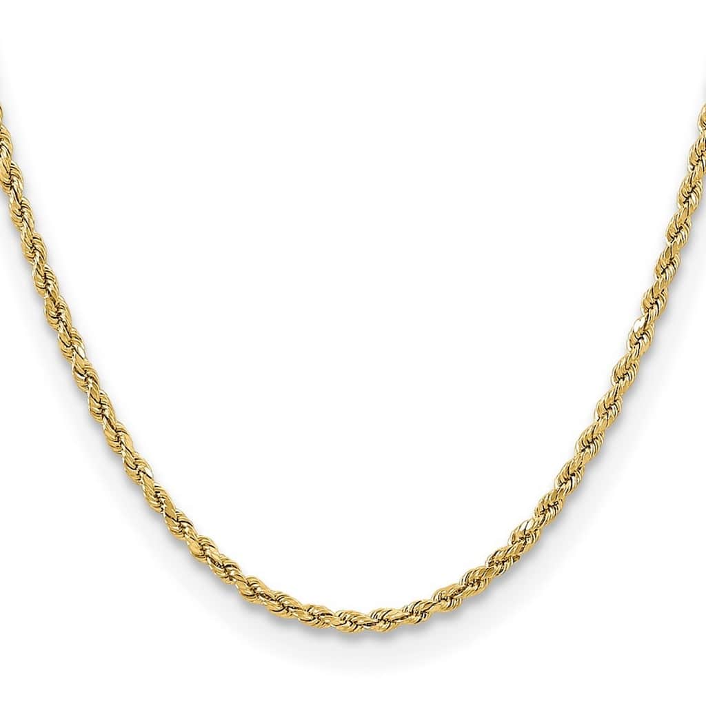 Curata 10k Yellow Gold 3mm Semi Solid Diamond Cut Rope Chain Necklace for Men (Lobster)