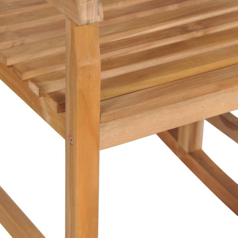 vidaXL Rocking Chair with Taupe Cushion Solid Teak Wood - 22.8" x 36.4" x 41.7"