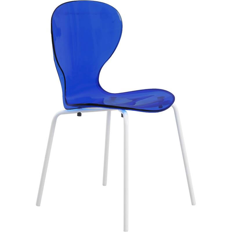 Stackable Plastic Dining Chair Transparent Modern Accent Side Chair for Indoor and Outdoor - Transparent Blue