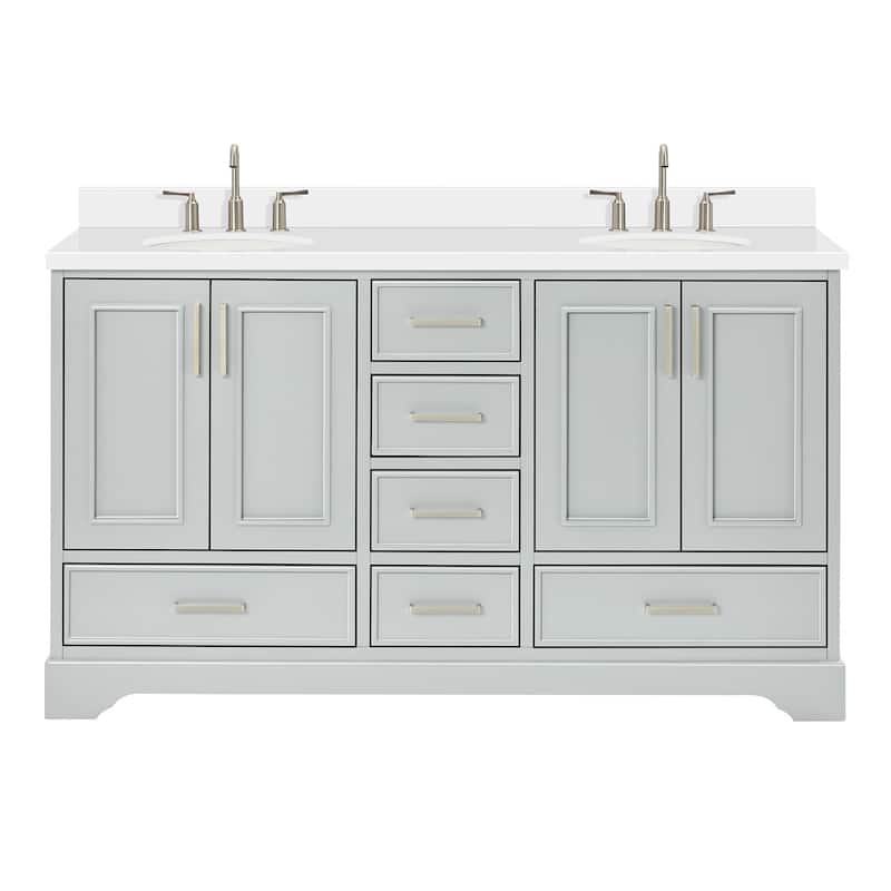 Ariel M061DWQOVO Stafford 61" Free Standing Double Basin Vanity Set - Grey - Ash Finish