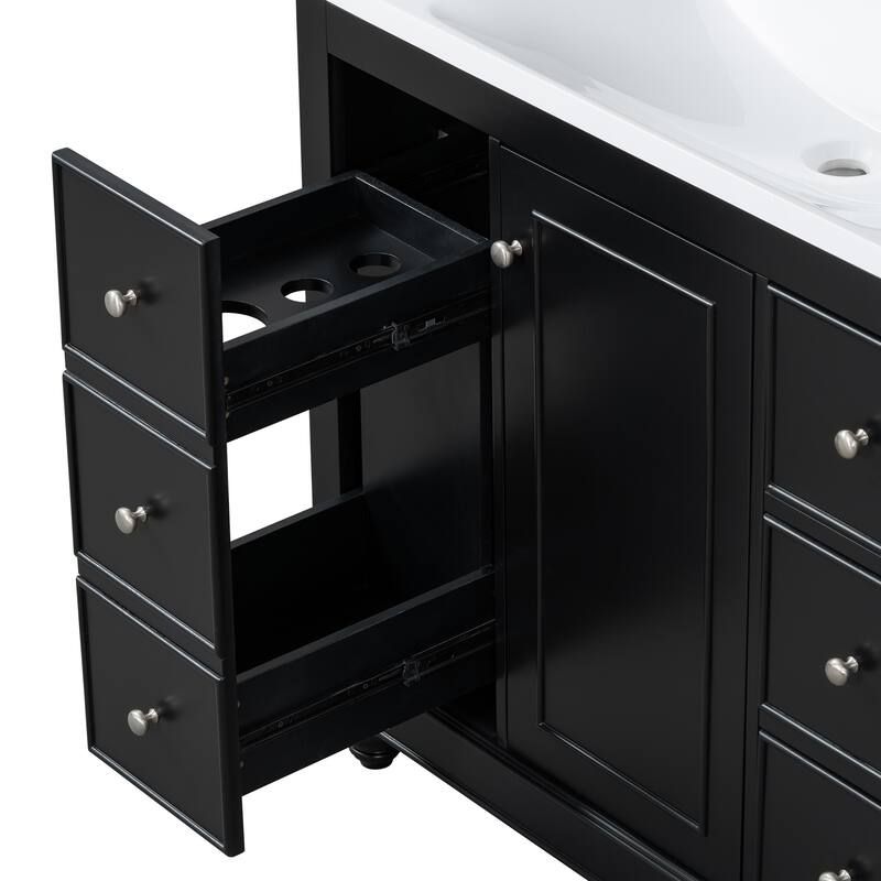 GDFStudio - Mario 36" Bathroom Vanity Cabinet with 4 Drawers and 1 Soft-Close Door