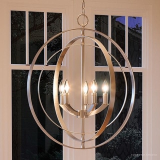 Luxury Industrial Chic Chandelier, 24.375"H x 22"W, with Modern Farmhouse Style, Brushed Nickel Finish by Urban Ambiance