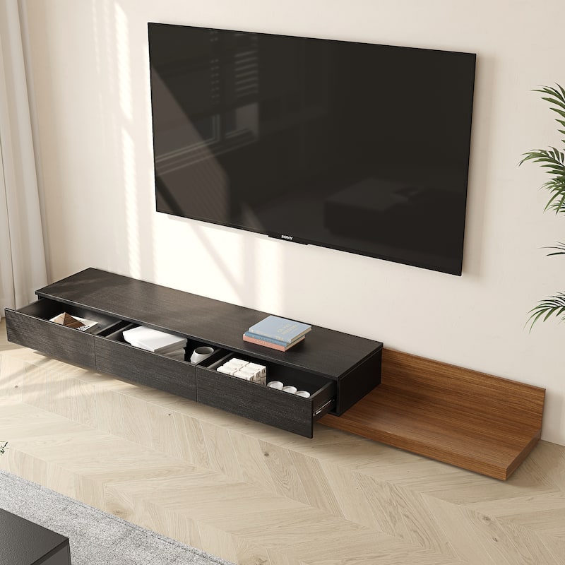 3-Drawer Retracted Extendable TV Stand Media Console In Stretch - 70.9" - 110.2"
