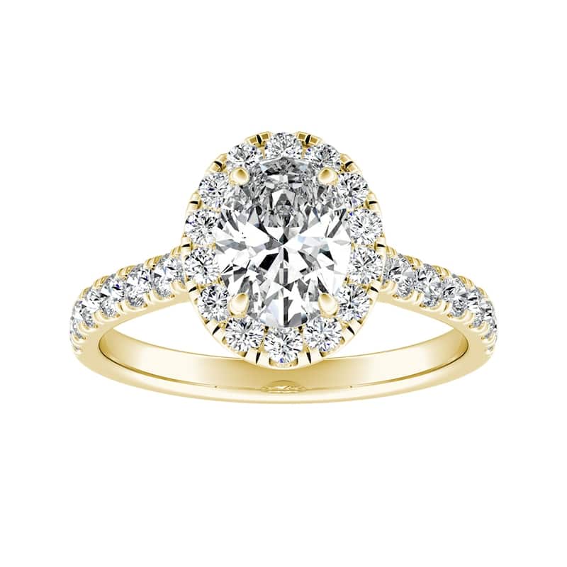 Auriya 14k Gold Classic Oval-cut 1 1/3cttw Halo Diamond Engagement Ring - Yellow - 5.5