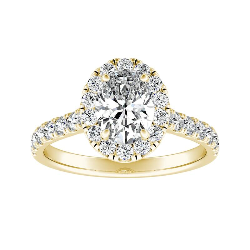 Auriya 18k Gold Classic Oval-cut 1cttw Halo Diamond Engagement Ring - Yellow - 8