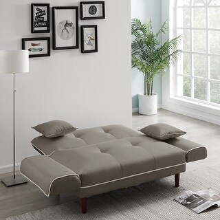 Sleeper Loveseat LIGHT GREY Lounge Sofa w/ Adjusted Backrest & Armrest ...