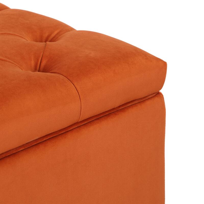29.5" Wide Velvet Tufted Square Ottoman With Storage