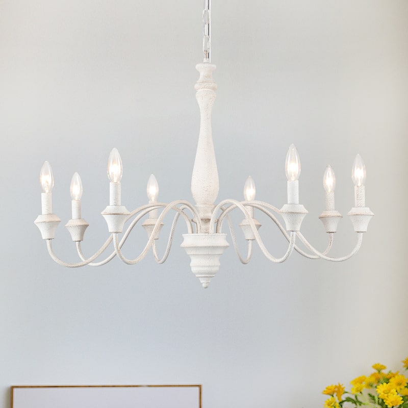 8-Light Vintage Candlestick Hanging Chandelier Lighting for Kitchen Island