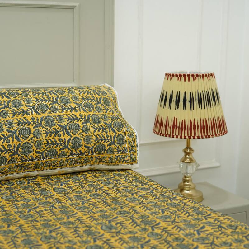 Fabdivine Handmade Block Print Flat Sheet or Bed Sheet Cotton Fabric Floral Home Decor