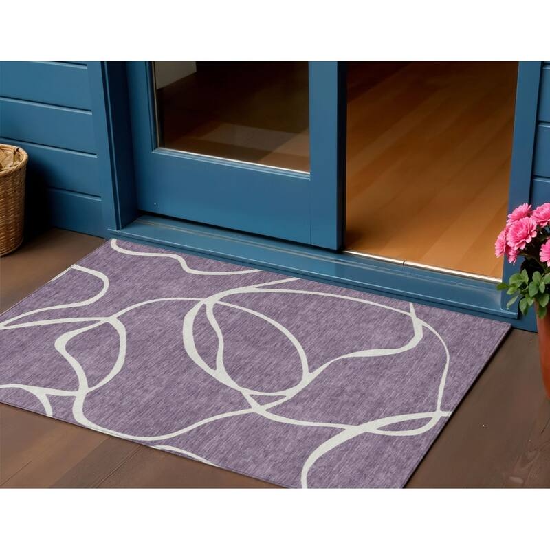 HomeRoots Abstract Transitional Rectangle Outdoor Rug - 3' x 5'