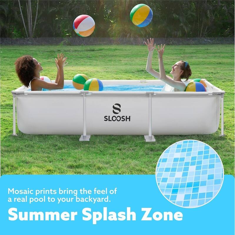 Rectangular Above Ground Pool - Outdoor Frame Above Ground Swimming Pool Set Kiddie Pool for Kids Adults