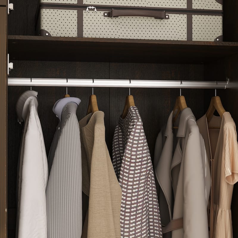 Modern White Wardrobe Closet with Mirror - Multi-Functional Bedroom Storage Cabinet