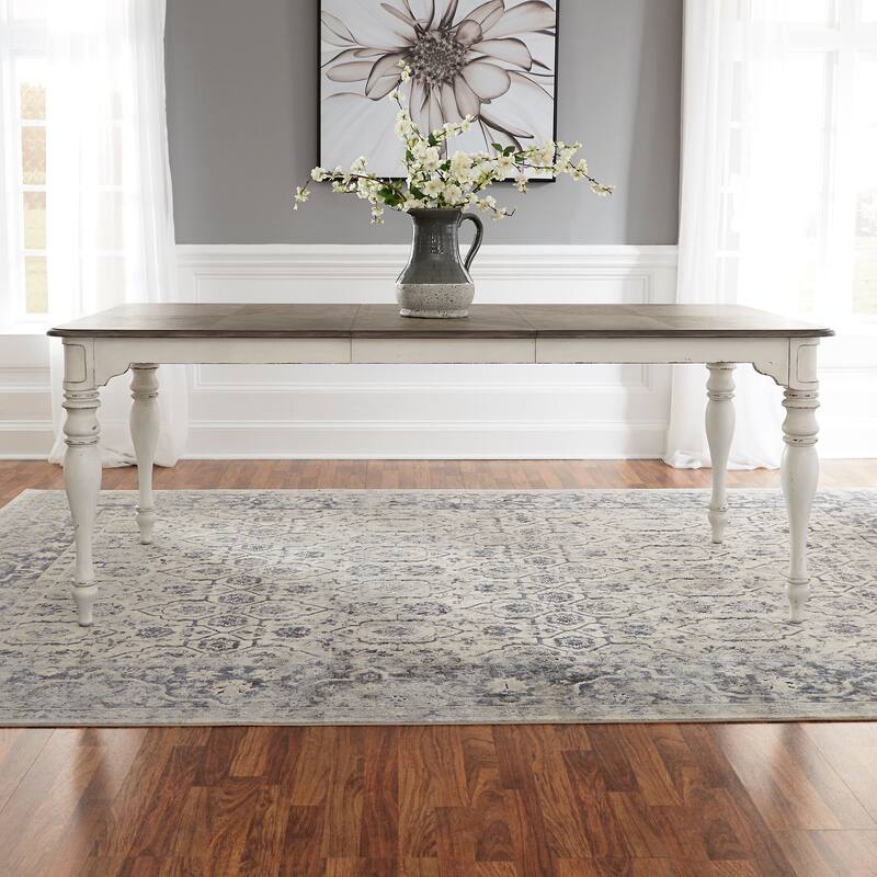 Magnolia Manor Antique White Weathered Bark Opt 6 Piece Leg Table Set