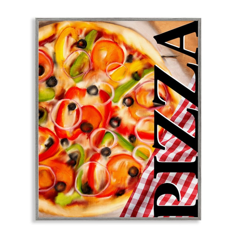 Stupell Gourmet Traditional Pizza Framed Giclee Art Design By Kim Allen - 24 x 30 - Grey