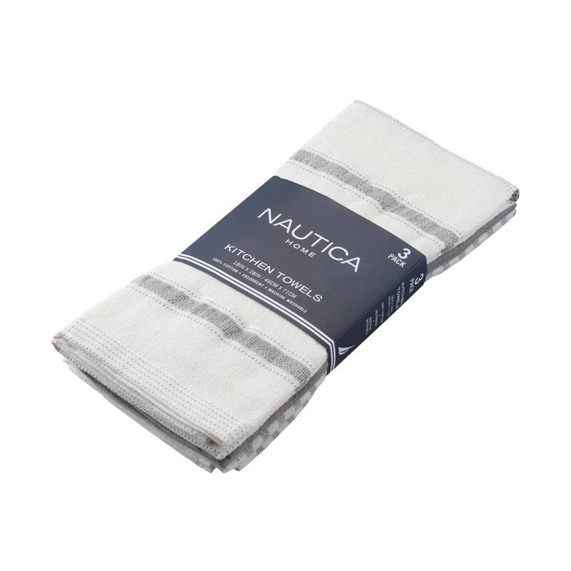 Nautica Home Cotton Classics Textured 18" x 28" 3 Piece Kitchen Towel Set