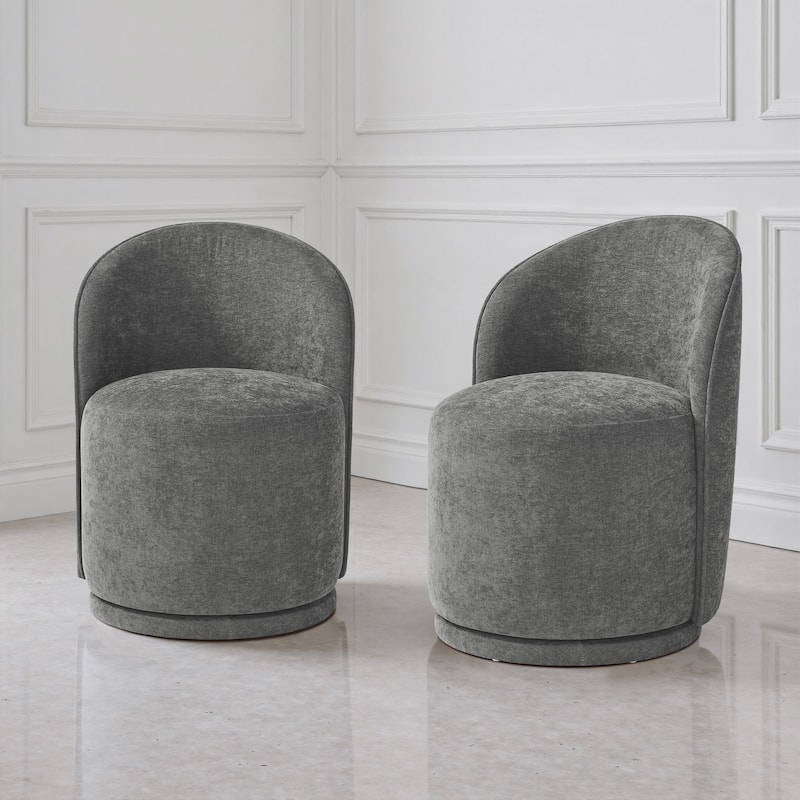 Upholstered Swivel Dining Chair Armless Barrel Chair