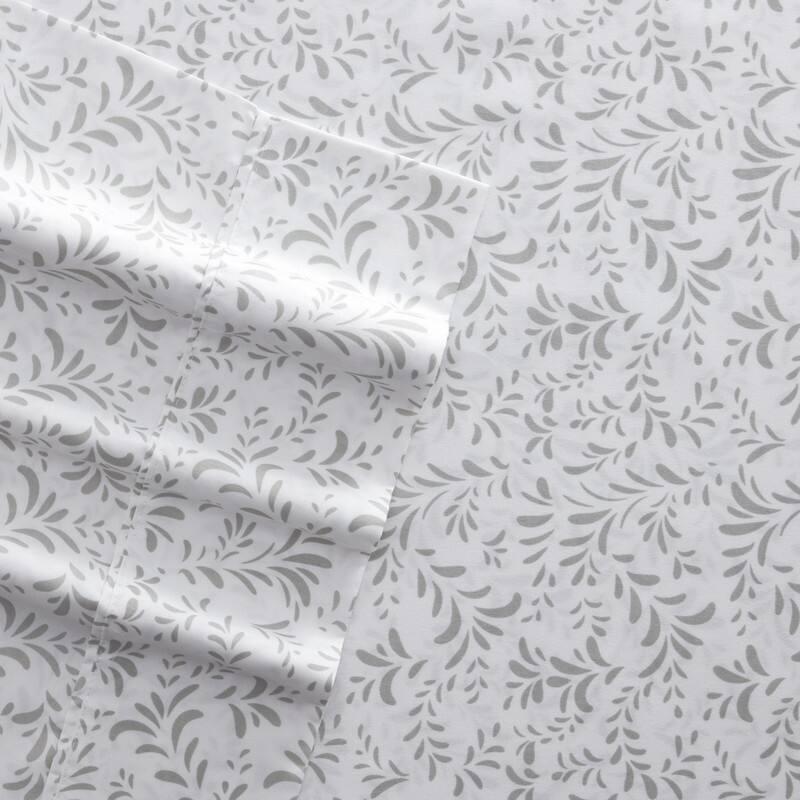 Becky Cameron Printed 4 Piece Deep Pocket Bed Sheets Set - Full - burst of vines-gray
