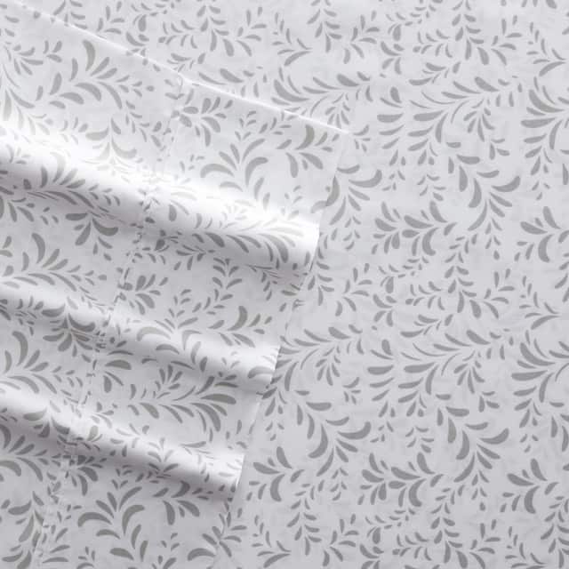 Becky Cameron Printed 4 Piece Deep Pocket Bed Sheets Set - Full - burst of vines-gray