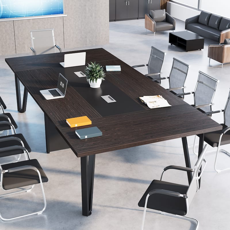 8FT Conference Table, 94.48" L x 47.24" W x 29.52" H Conference Room Meeting Seminar Table with Grommet Power Hub - N/A