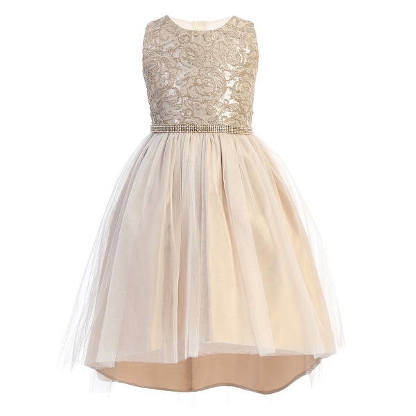Sweet Kids Baby Girls Mocha Embroidered Tulle Overlay Christmas Dress