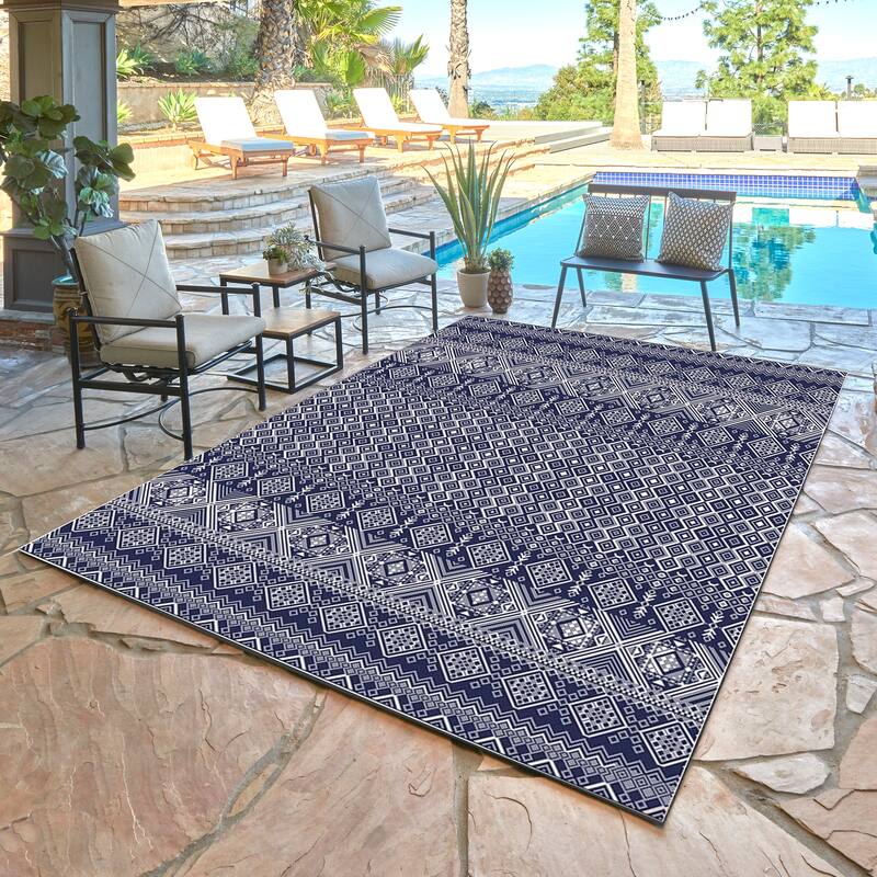 Tropea Darcy Indoor Outdoor Flatweave Area Rug Boho Geometric Polypropylene