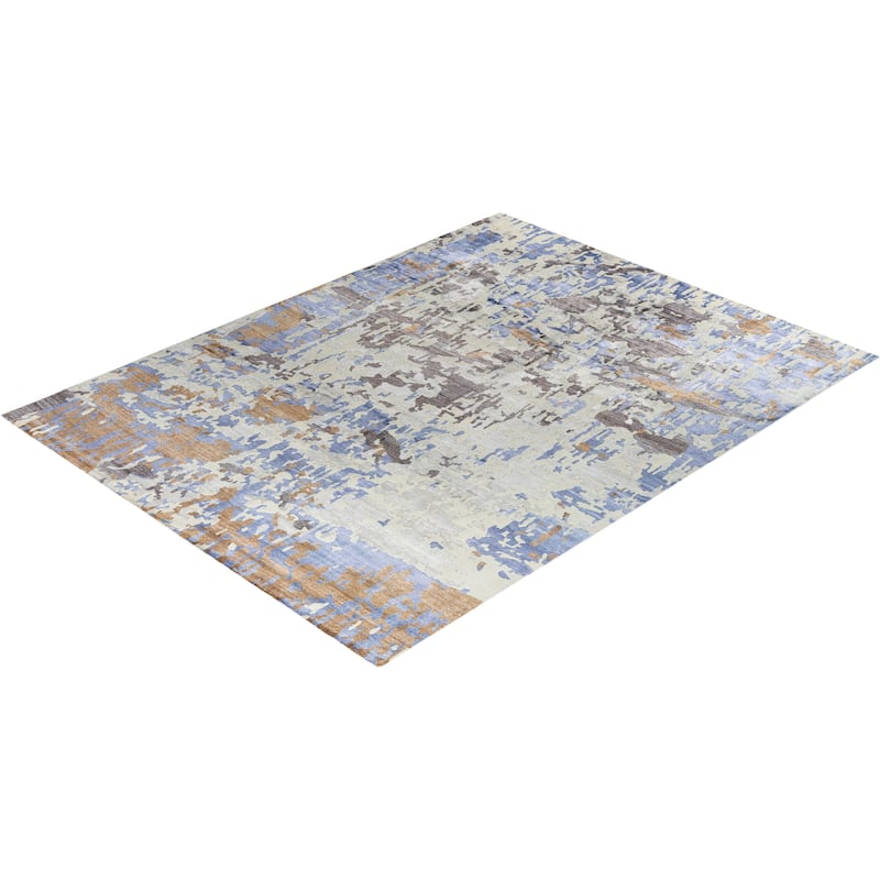 Modern One-of-a-Kind Hand-Knotted Area Rug - Gray, 9' 2" x 12' 0" - 9' 2" x 12' 0"