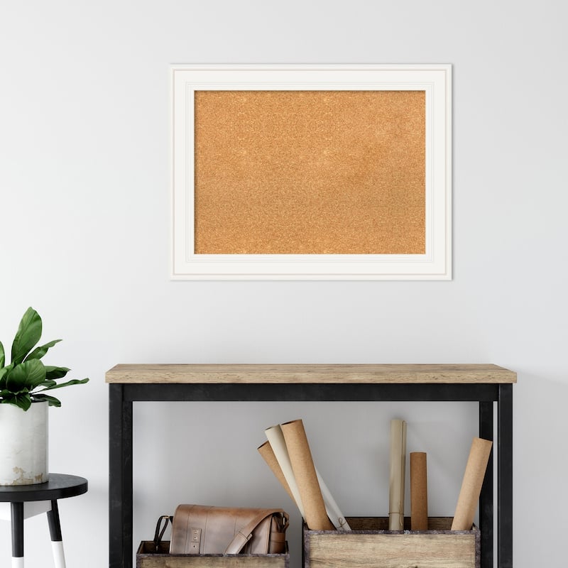 Ridge White Framed Natural Corkboard Bulletin Board