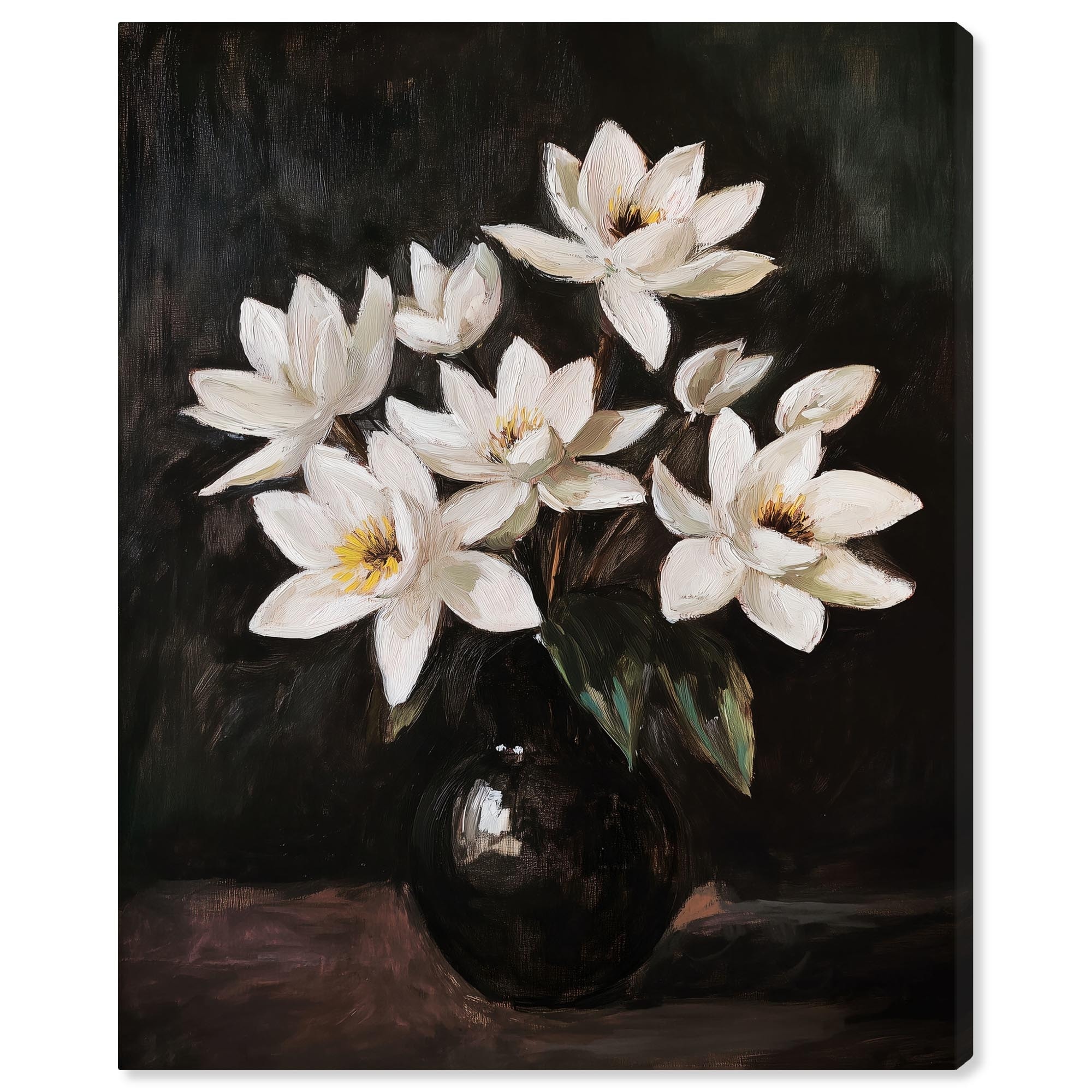 Chiaroscuro Flowers Canvas by Art Remedy, Gallery Wrapped - Bed