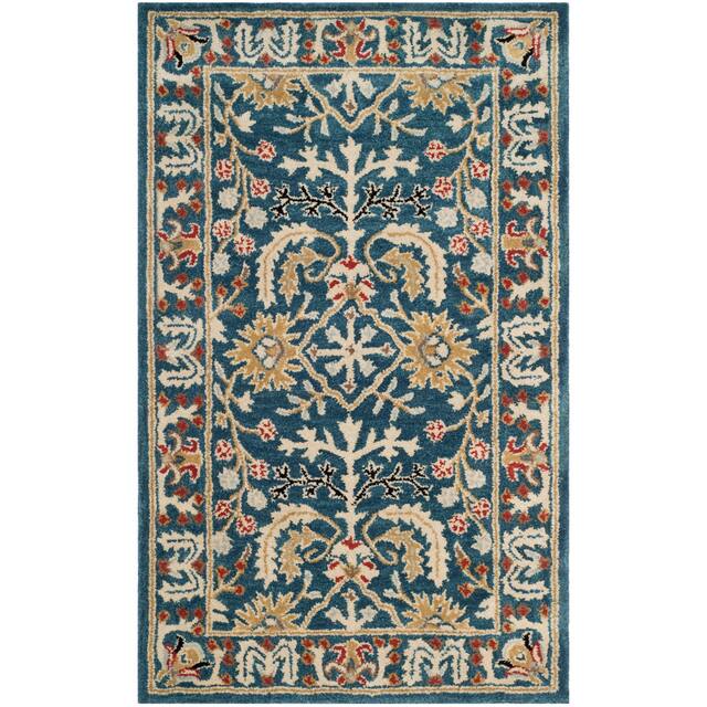 SAFAVIEH Handmade Antiquity Amalia Traditional Oriental Wool Rug - 2'3" x 4'/2' x 3' - Dark Blue/Multi