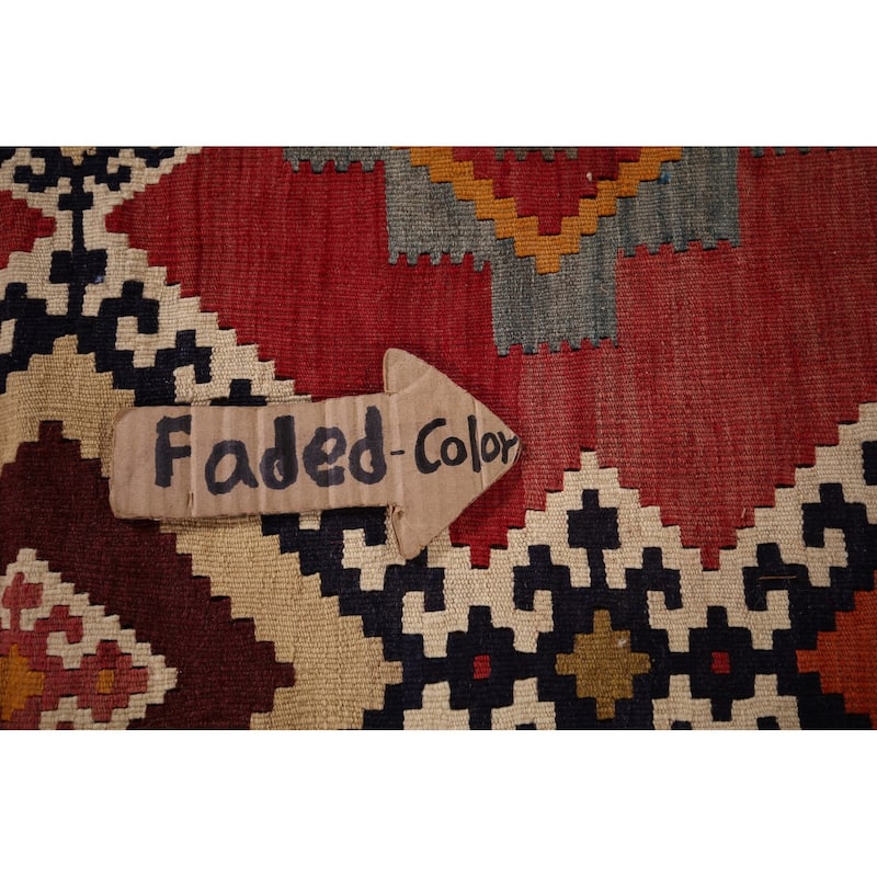 Reversible Kilim Qashqai Persian Vintage Rug Flatweave Wool Carpet - 4'11" X 8'3"