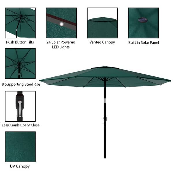 Shop Black Friday Deals On Boynton 10 Foot Patio Umbrella With Solar Powered Led Lights By Havenside Home On Sale Overstock 26855667