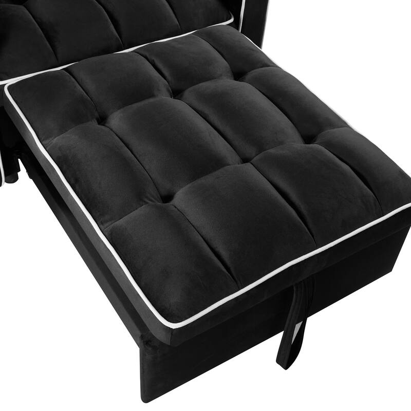Sleeper Chair Sofa Bed with USB & Type-C Charging, Pull-Out Chaise Lounge, and Cup Holders