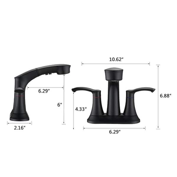 dimension image slide 1 of 3, Bathlet 2-Handle Bathroom Sink Faucet with Pull Out Sprayer