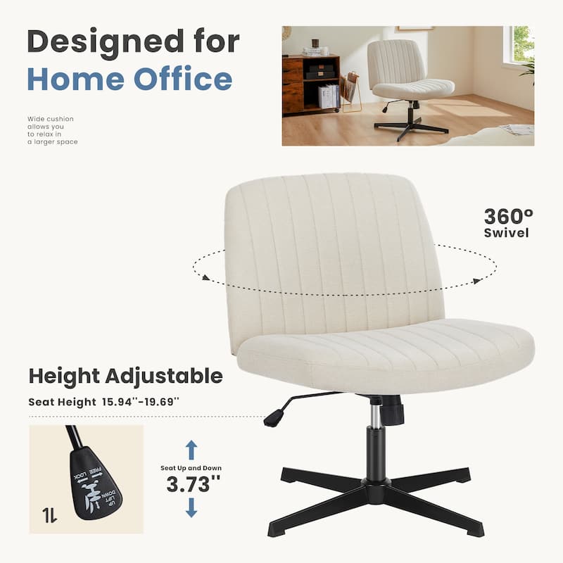 Armless Ergonomic Swivel Seat with Wide U-Shaped Backrest