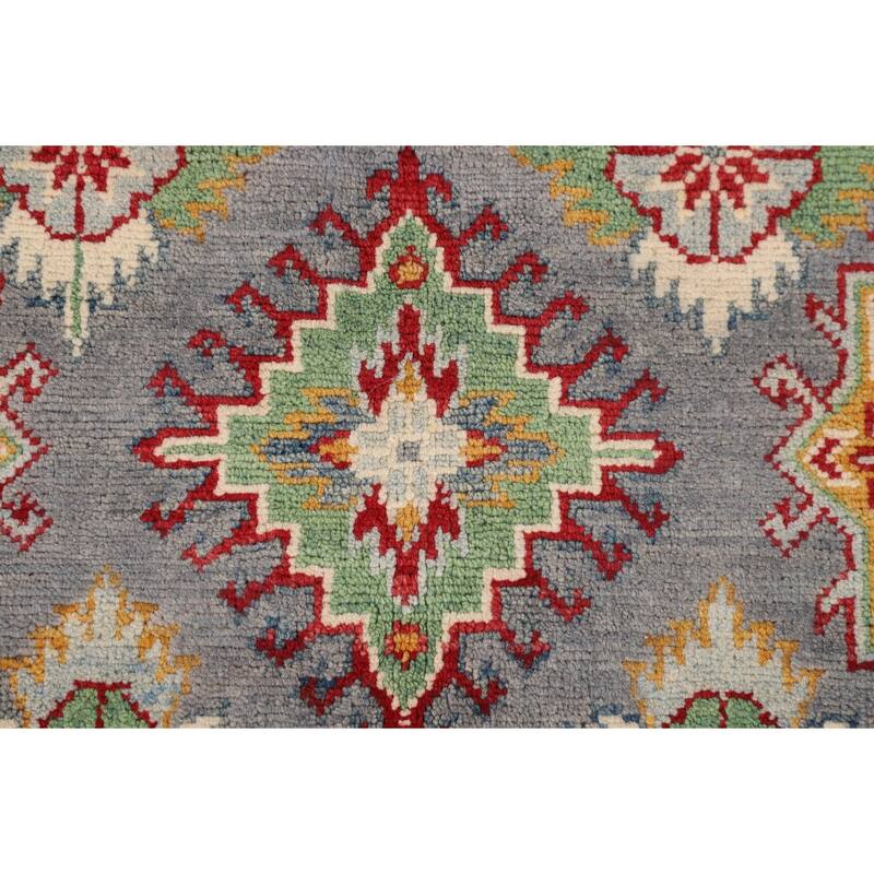 Traditional Grey Kazak Area Rug Handmade Wool Carpet - 5'1" x 6'11"