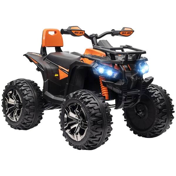 slide 2 of 8, Rechargeable 12V Kids ATV with Realistic Driving, Music Player, and Wide Wheels Orange