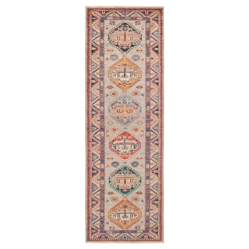 ECARPETGALLERY Hand-knotted Aryana Grey Wool Rug - 2'8 x 8'2 - Light Grey - 2'8 x 8'2