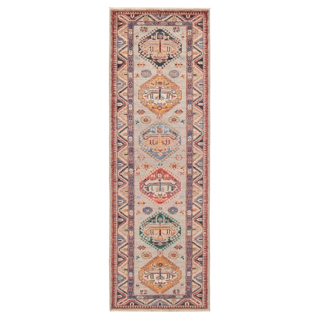 ECARPETGALLERY Hand-knotted Aryana Grey Wool Rug - 2'8 x 8'2