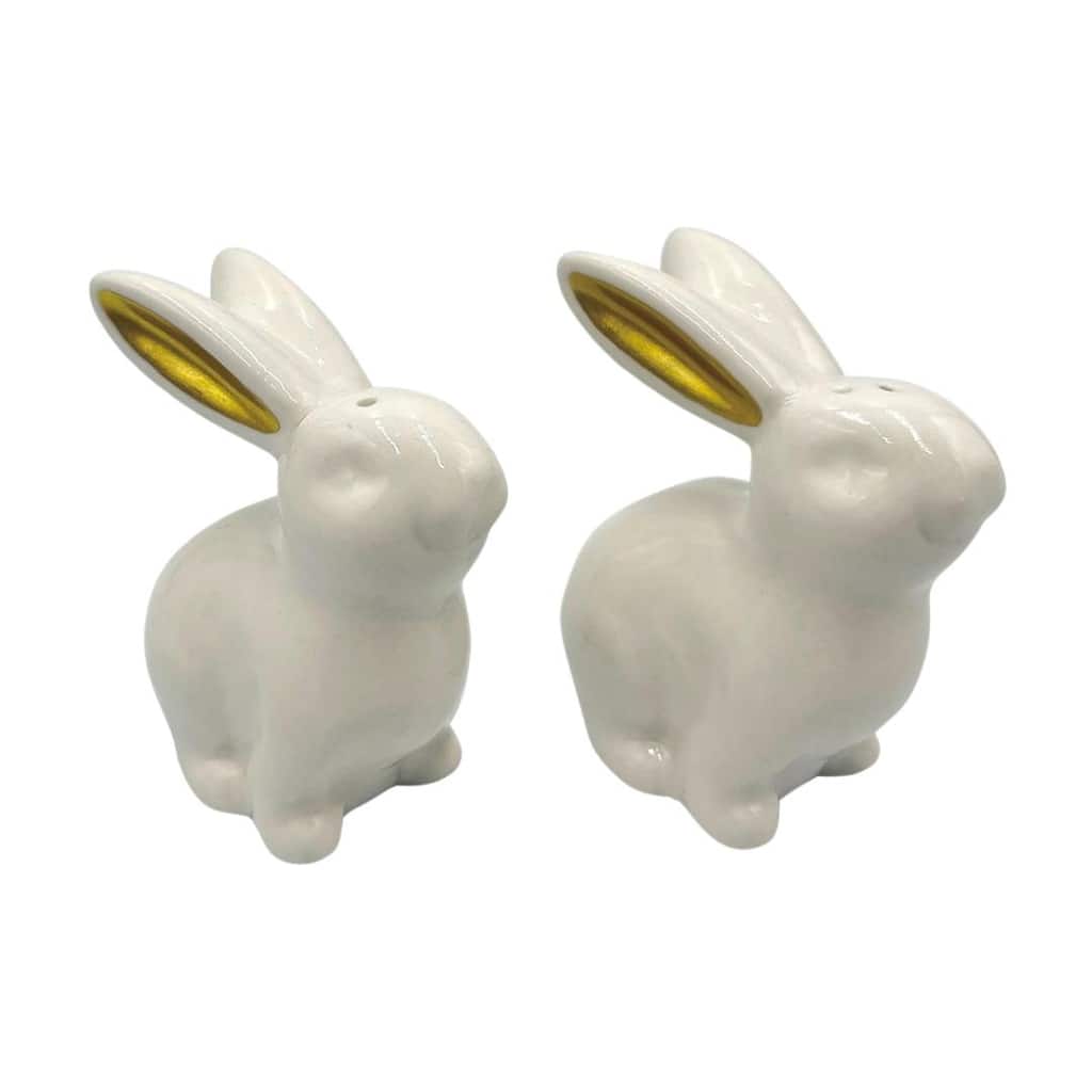 Transpac Ceramic Easter Bunny Salt and Pepper Set of 2 In Box Home Decorations Easter