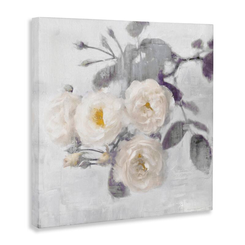 Stupell White Blooms on Grey Canvas Wall Art Design By Emily Ford