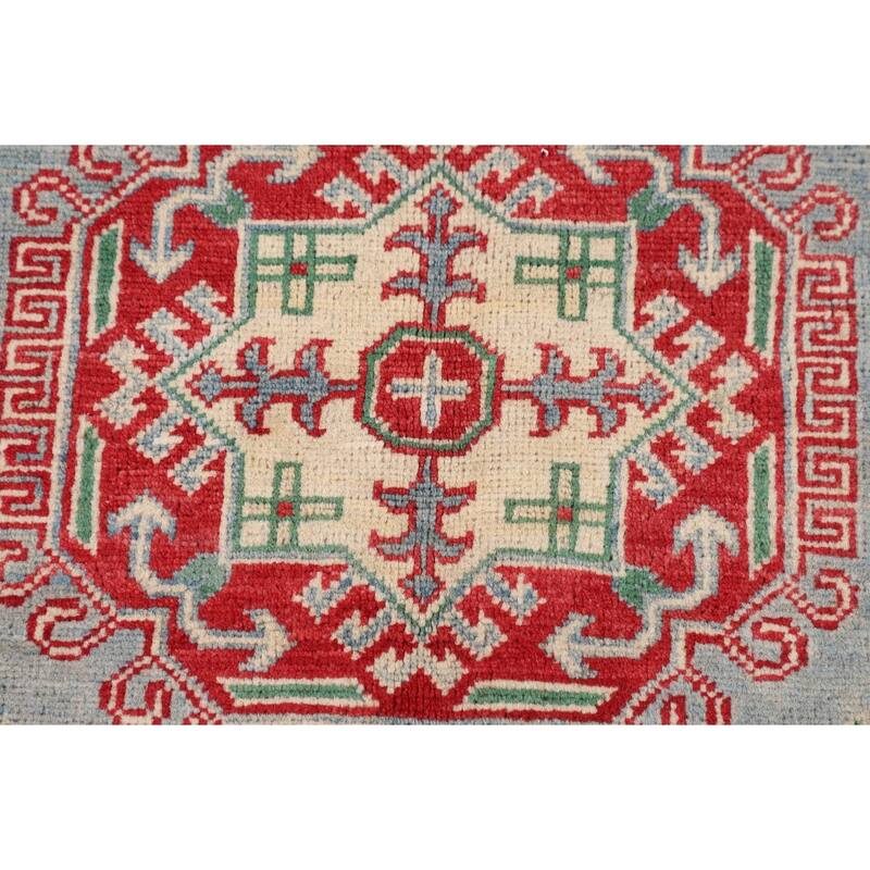 Geometric / Traditional Kazak Oriental Area Rug Handmade Wool Carpet - 5'1" x 6'3"