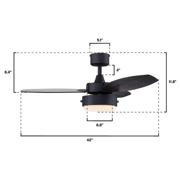 dimension image slide 2 of 3, Westinghouse Alloy 52-Inch Indoor Ceiling Fan with LED Light Kit