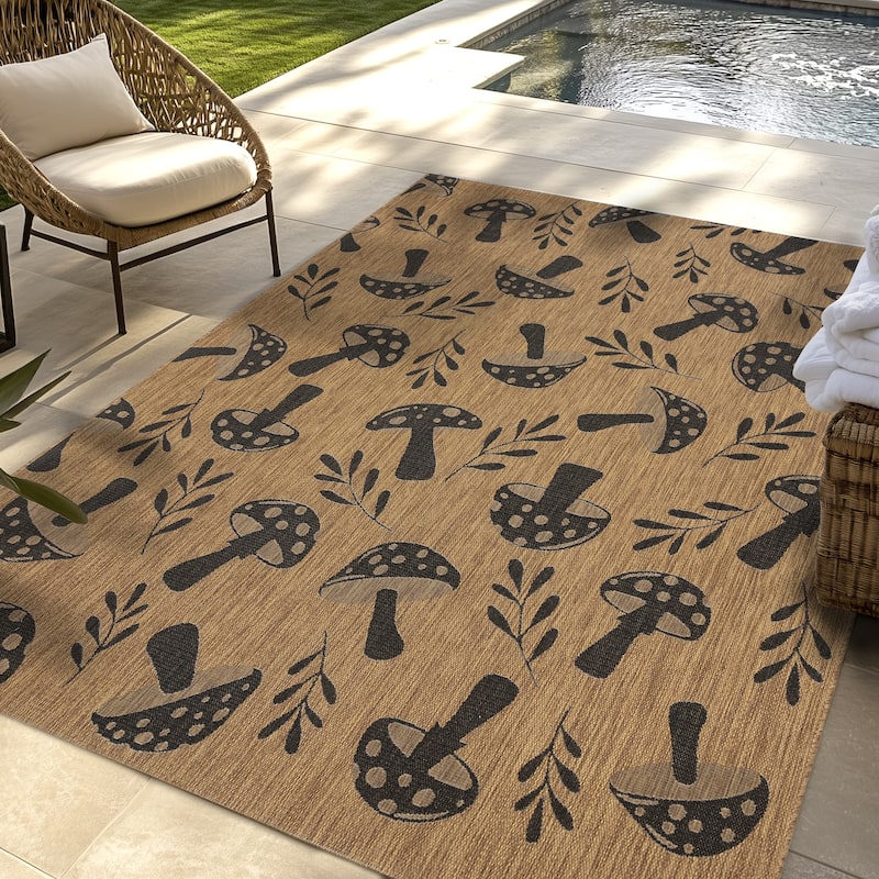 Gertmenian Paseo Rika Chestnut Brown/ Black Spotted Mushroom Polypropylene Flatweave Indoor/ Outdoor Area Rug