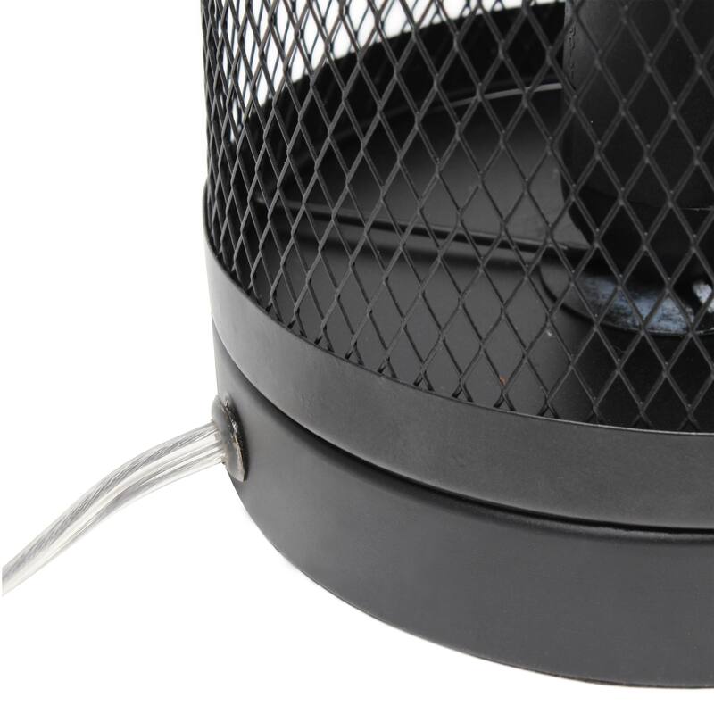 12.75" Industrial Mesh Cylinder Table Lamp, Modern Accent Lighting For Living Room, Entryway, Bedroom, Office, Black